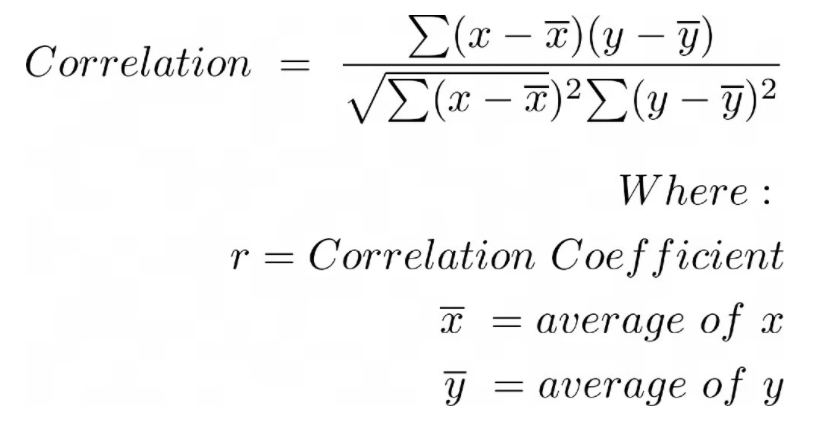 Correlation Coefficient Formulae